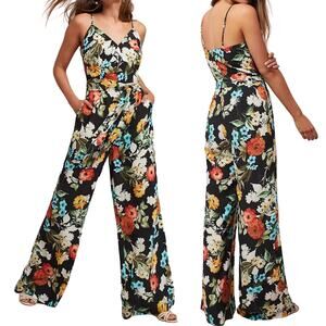 Anthropologie Yumi Kim Morning Glory Jumpsuit Floral Belted Faux Wrap Wide Leg L